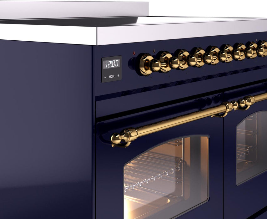 ILVE Nostalgie II 40" Electric Range, Blue, Brass Trim  UPDI406NMPMBG ILVE