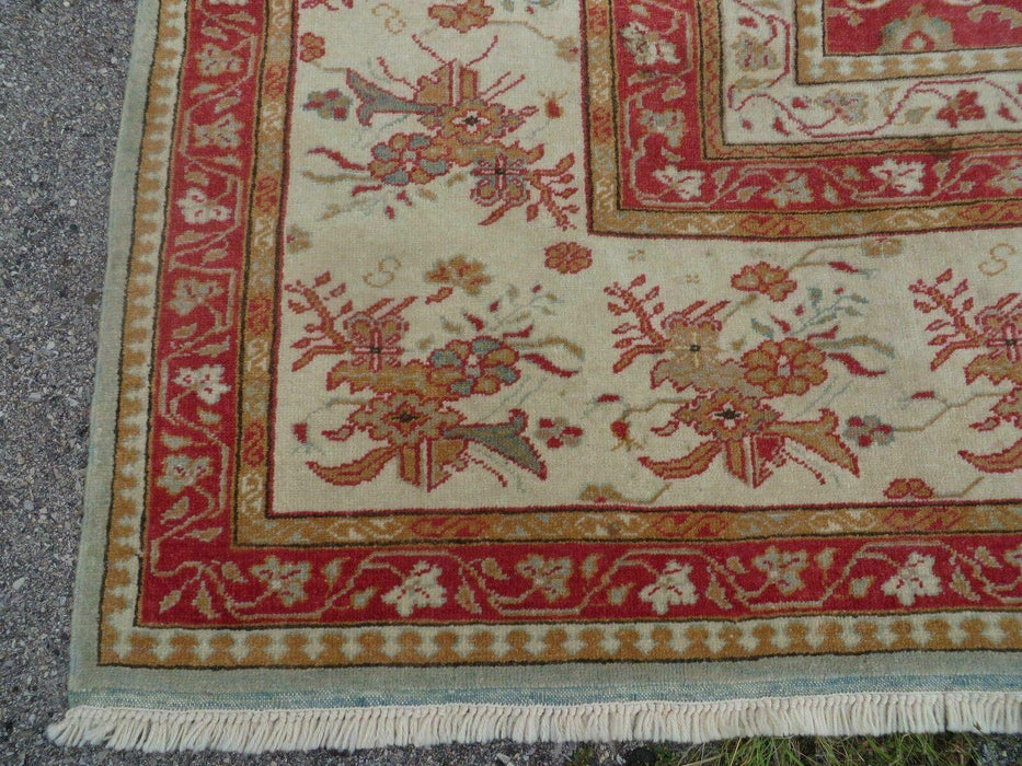 12' X 18' Palace Size Handmade Egyptian Wool Rug Carpet Soft Colors Red & Beige