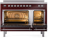 ILVE Nostalgie II 48" Electric Range, Burgundy, Chrome Trim UPI486NMPBUC ILVE