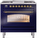 ILVE Nostalgie II 36" Dual Fuel Liquid Propane Range, Blue, Brass Trim UP36FNMPMBGLP ILVE