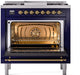 ILVE Nostalgie II 36" Dual Fuel Liquid Propane Range, Blue, Brass Trim UP36FNMPMBGLP ILVE