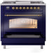 ILVE Nostalgie II 36" Dual Fuel Liquid Propane Range, Blue, Brass Trim UP36FNMPMBGLP ILVE