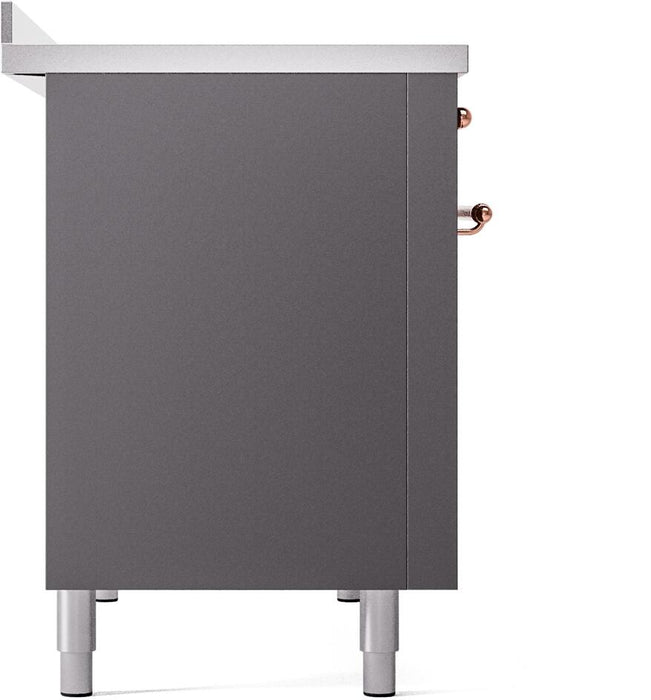 ILVE Nostalgie II 48" Electric Range, Matte Graphite, Copper Trim UPI486NMPMGP ILVE