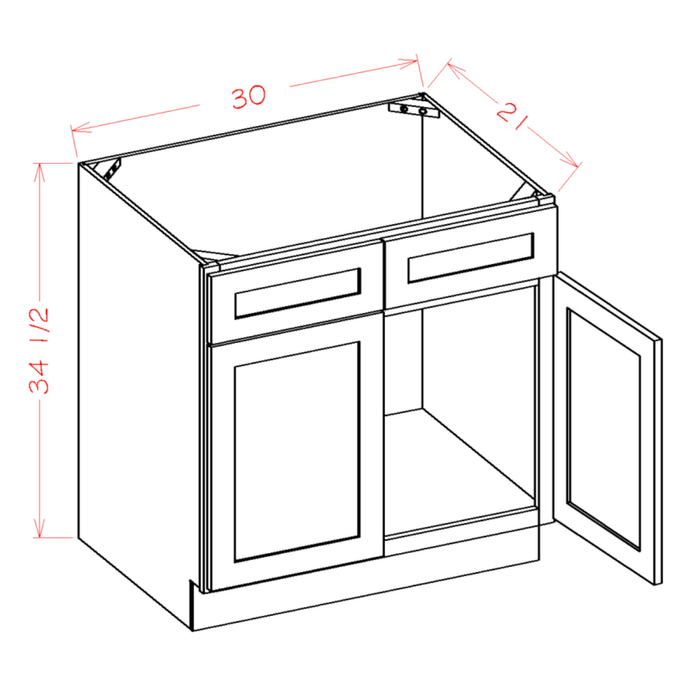 30 Inch Grey Shaker Single Sink Bathroom Vanity