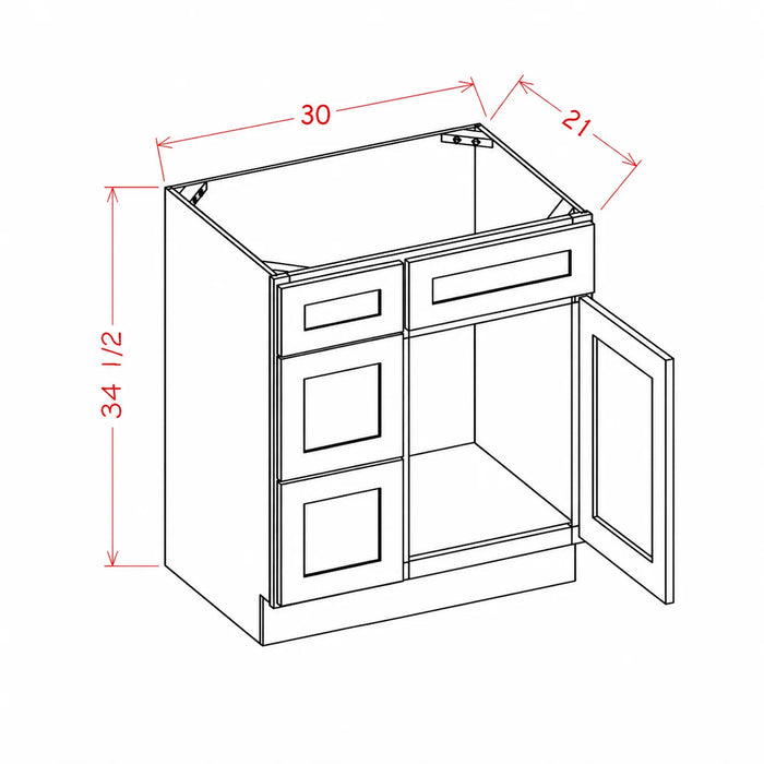 30 Inch Rustic Shaker Single Sink Bathroom Vanity