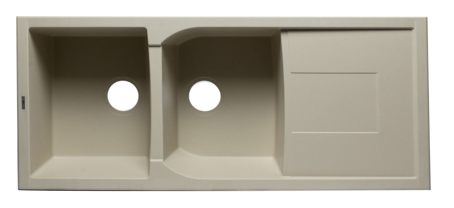 ALFI brand 46" Double Bowl Granite Composite Kitchen Sink, Drainboard AB4620DI