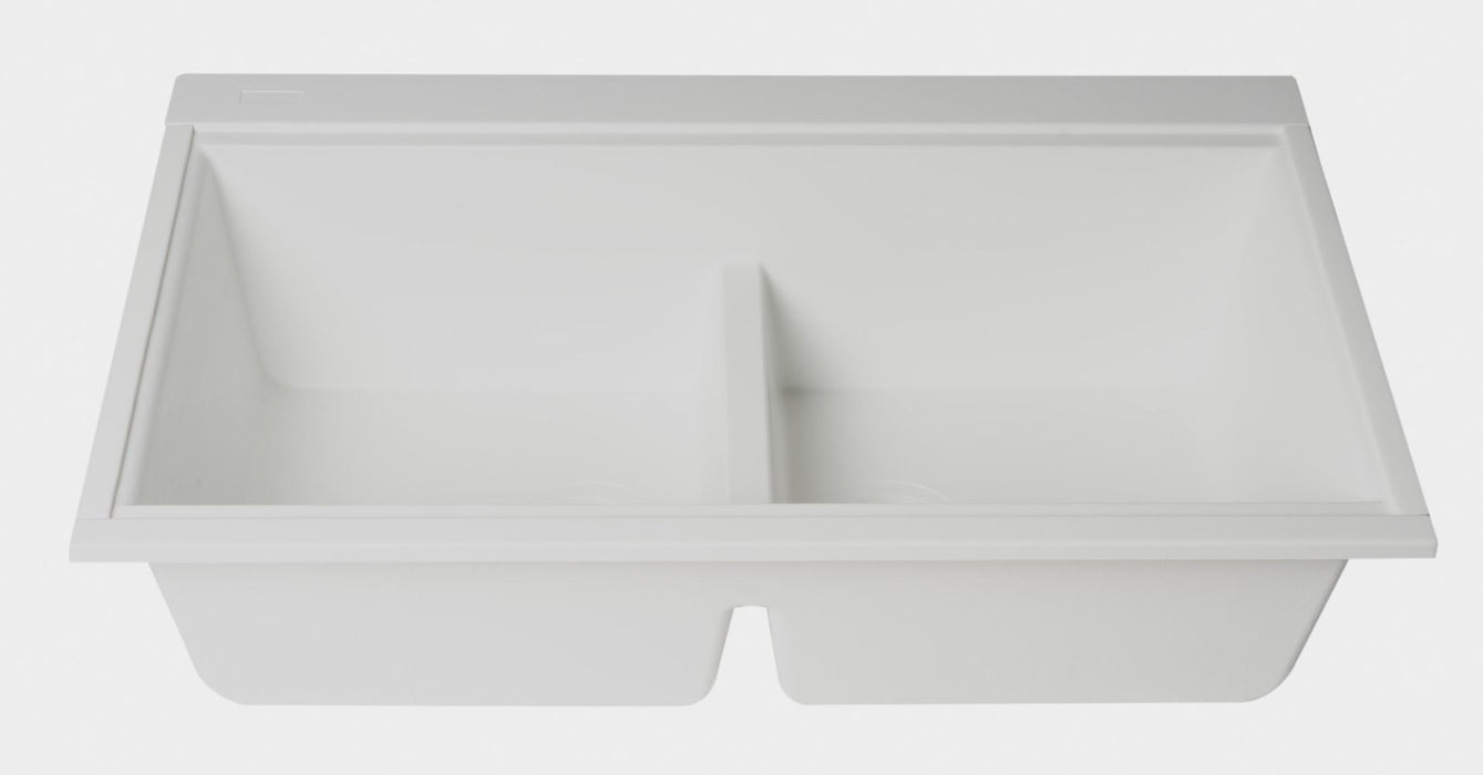 ALFI brand 33" Workstation Step Rim Double Bowl Sink, Accessories AB3418DBUM