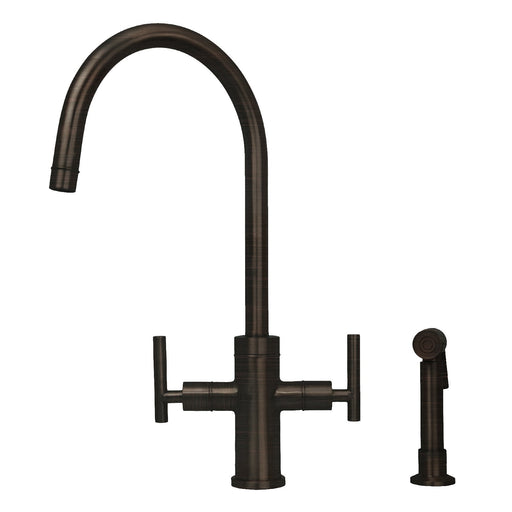 Two-Handle Copper Widespread Kitchen Faucet with Side Sprayer - Additional View