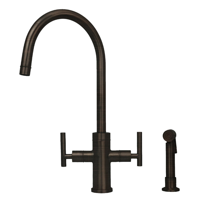 Two-Handle Copper Widespread Kitchen Faucet with Side Sprayer-AK96766C