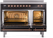 ILVE Nostalgie II 48" Electric Range, Glossy Black, Copper Trim UPI486NMPBKP ILVE