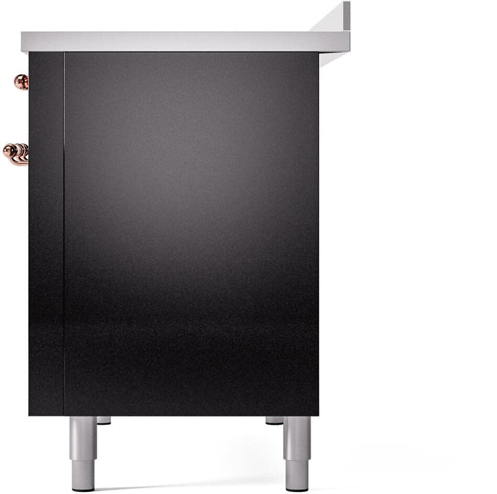 ILVE Nostalgie II 48" Electric Range, Glossy Black, Copper Trim UPI486NMPBKP ILVE