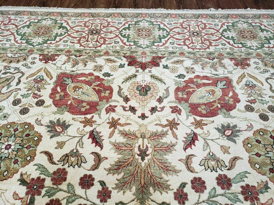 12' X 15' One-of-a-Kind Indian Hand-Knotted Wool Rug Hand Made Floral Ivory Nice