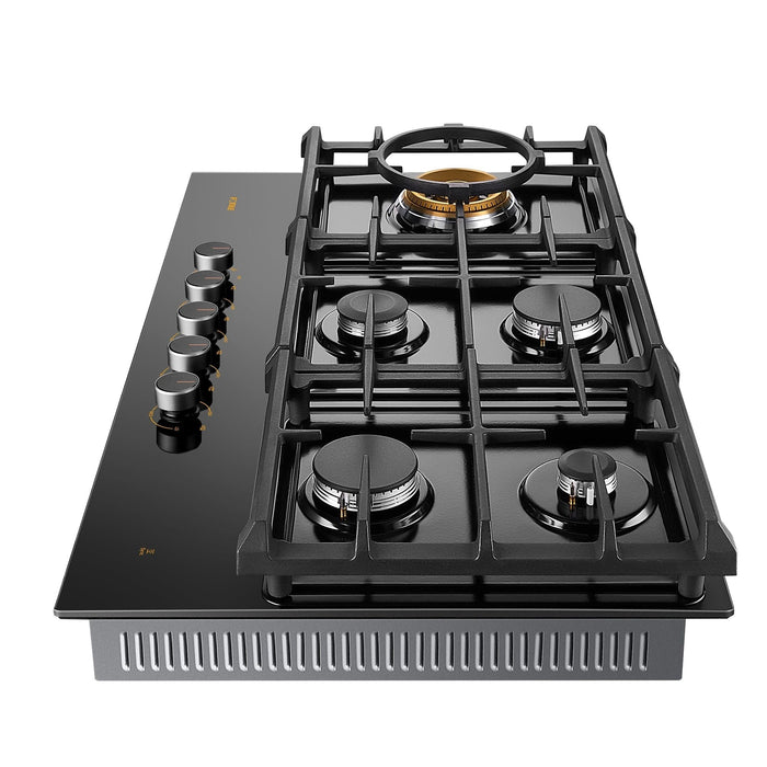 36" Anti-glare Glass Tri-Ring Gas Cooktop Series | GLG36501