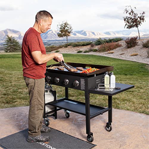 36 Inch Gas Griddle Cooking Station Outdoor Griddle Station with Side Shelf - Farmhouse Kitchen and Bath