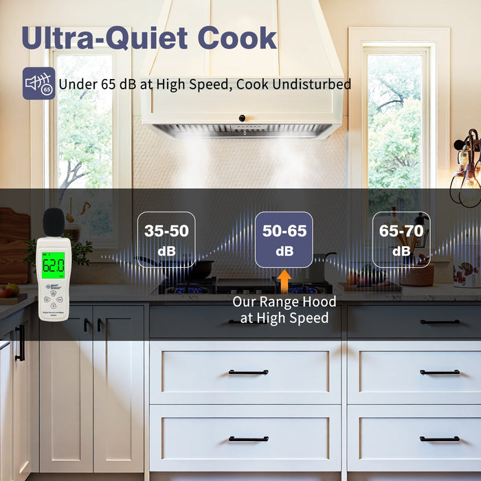 36" Range Hood Insert ,600 CFM Stainless Steel Kitchen Vent Hood with 4 Speeds 3CCT LED Lights - NX-19IS-36