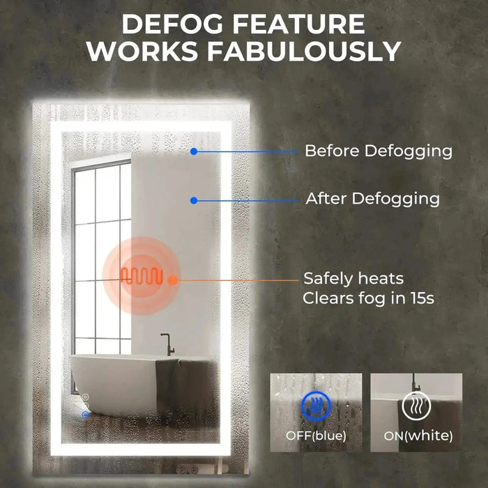 36 x 28 Inch Center Glow LED Bathroom Mirror