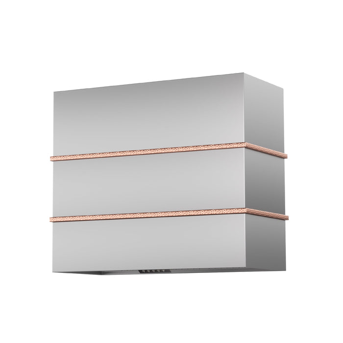 36" Center-Band Stainless Steel Range Hood with Copper Trim