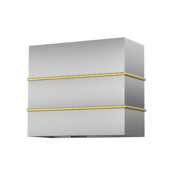 36" Center-Band Stainless Steel Range Hood with Copper Trim
