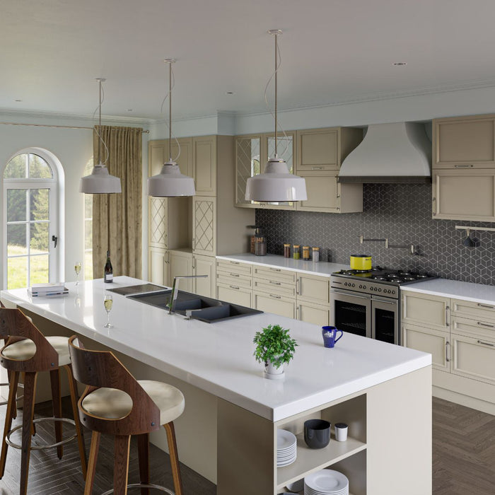 ALFI brand 46" Double Bowl Granite Composite Kitchen Sink, Drainboard AB4620DI