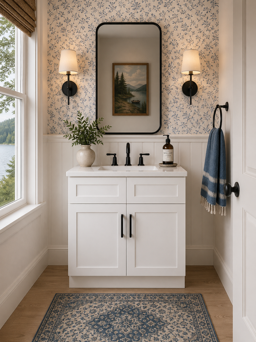 36 Inch White Shaker Single Sink Bathroom Vanity