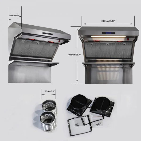 Forno Savona - 36" Wall Mount Range Hood & Back Splash FRHWM5029-36HB Forno