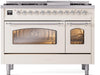 ILVE Nostalgie II 48" Dual Fuel Liquid Propane Range, Antique White, Chrome Trim UP48FNMPAWCLP ILVE