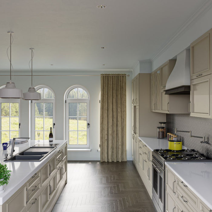 ALFI brand 46" Double Bowl Granite Composite Kitchen Sink, Drainboard AB4620DI