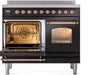 ILVE Nostalgie II 40" Electric Range, Glossy Black, Copper Trim UPDI406NMPBKP ILVE