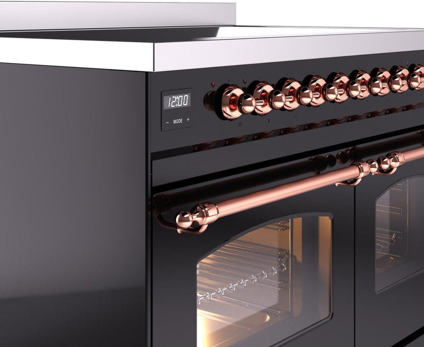 ILVE Nostalgie II 40" Electric Range, Glossy Black, Copper Trim UPDI406NMPBKP ILVE