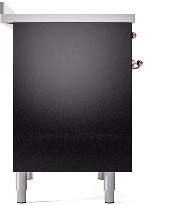 ILVE Nostalgie II 40" Electric Range, Glossy Black, Copper Trim UPDI406NMPBKP ILVE