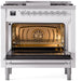 ILVE Nostalgie II 36" Dual Fuel Liquid Propane Range, White, Chrome Trim UP36FNMPWHCLP ILVE