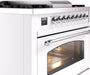 ILVE Nostalgie II 36" Dual Fuel Liquid Propane Range, White, Chrome Trim UP36FNMPWHCLP ILVE