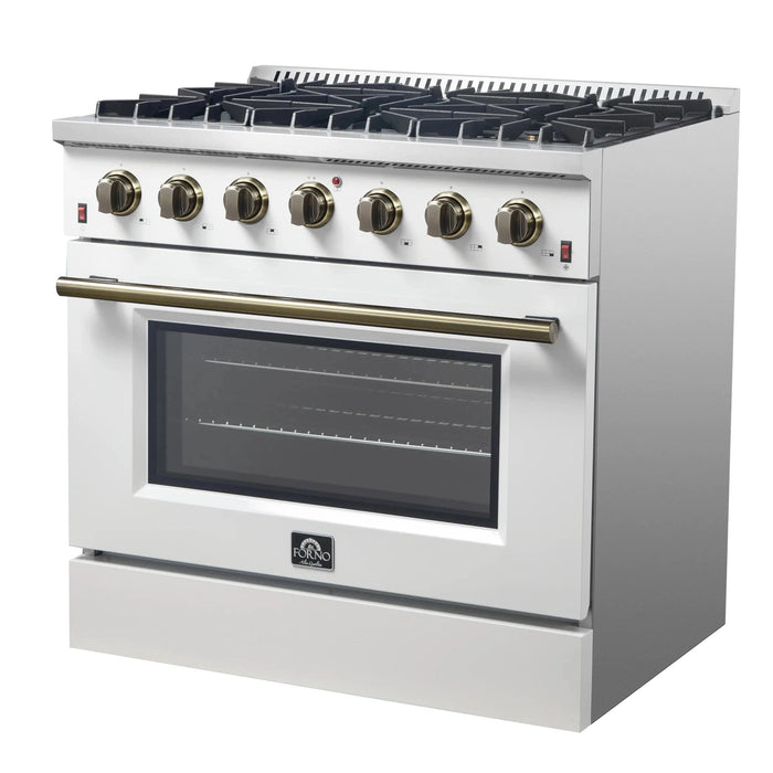 FORNO Galiano 36" Gas on Gas Range FFSGS6244-36WHT