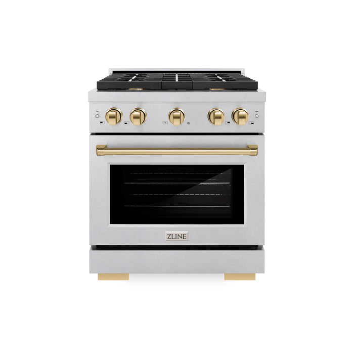 ZLINE 30"Paramount Dual Fuel Range DuraSnow® Gold SDRSZ-30-G