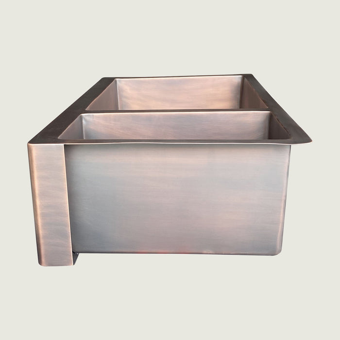 Nauxus Doble Bowl Handcrafted Custom Copper Farmhouse Kitchen Sink - FMHK06-NX