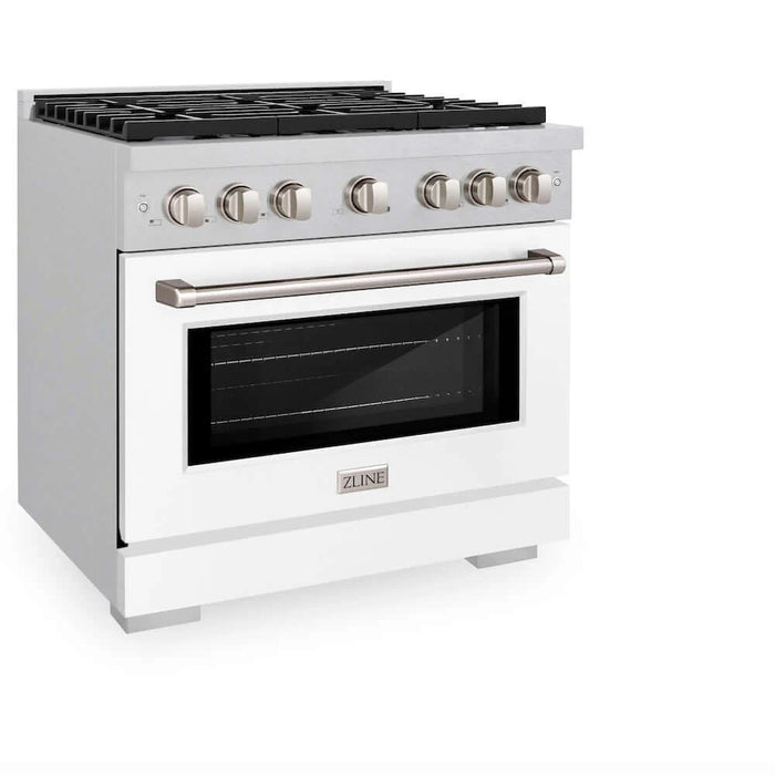 ZLINE 36"Gas Range, Convection Gas Oven , DuraSnow® White Matte, SGRS-WM-36