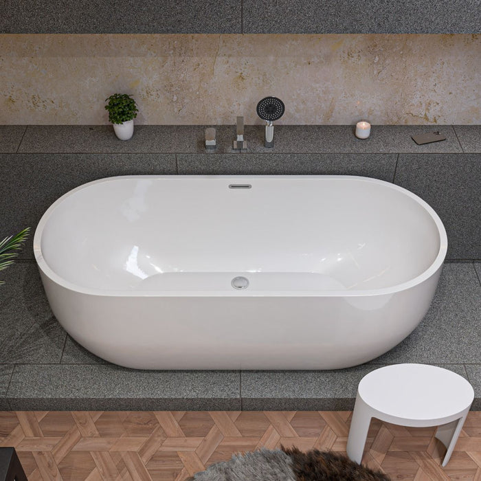 ALFI brand 67" White Oval Acrylic Free Standing Soaking Bathtub AB8839