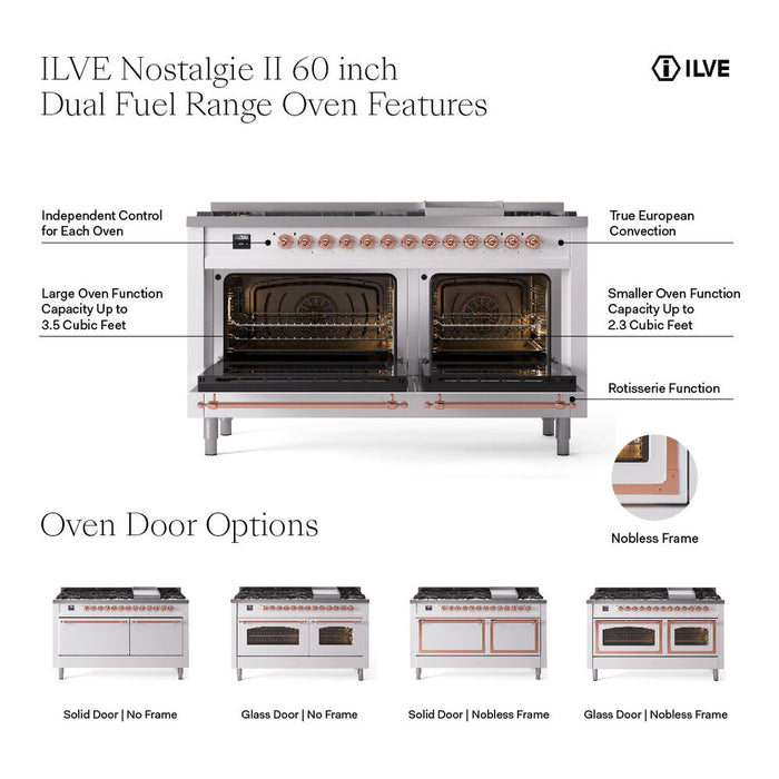 ILVE Nostalgie II 60" Dual Fuel Range UP60FNMPWHP