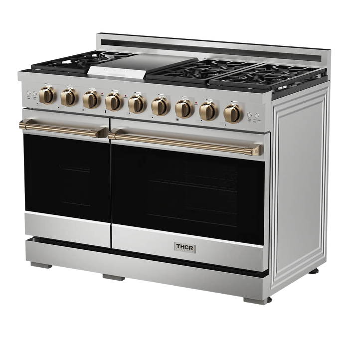 Gordon Ramsay by THOR Kitchen 48"Professional Propane Gas Range, Stainless Steel, Bronze, RSG48ELP-BRZ