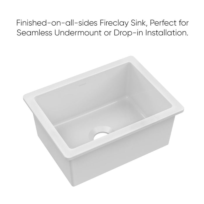 Whitehaus 24" Undermount Fireclay Kitchen Sinks, Stainless Steel Grid WHUF2418