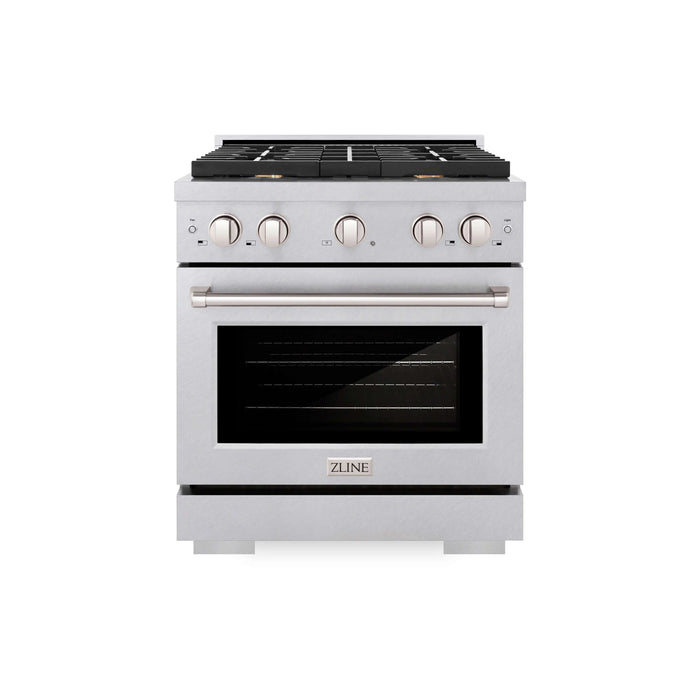 ZLINE 30"Paramount Dual Fuel Range DuraSnow® Brass Burners SDRS-BR-30