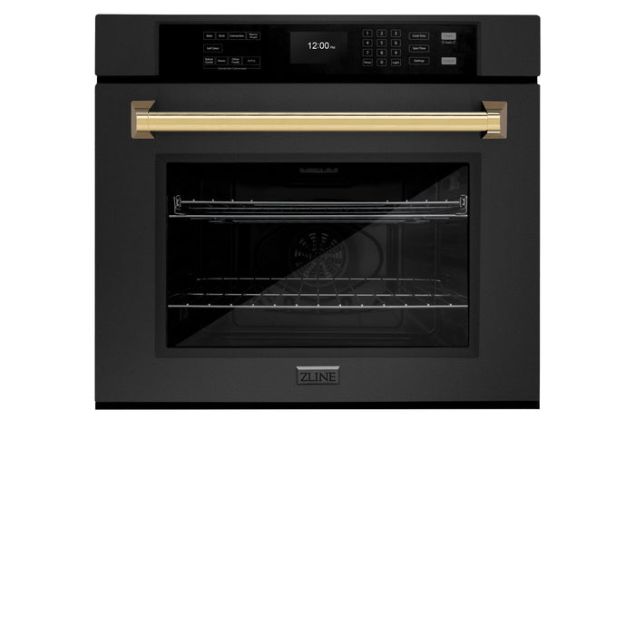 ZLINE 30 "Professional True Convection Single Wall Oven, Air Fry, Self Clean, Black Stainless Steel, Champagne Bronze WASBZ-30-CB