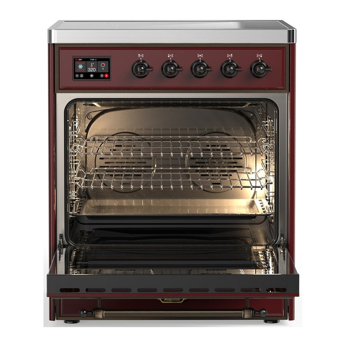 ILVE Majestic III 30" Induction Range, Burgundy, Burnished Trim UMIB30NR3BUB