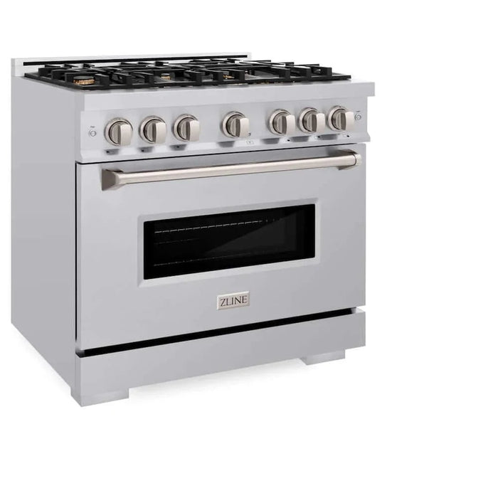 ZLINE 36" Classic Gas Range, Convection Gas Oven, Stainless Steel, Brass Burners, CGR-BR-36