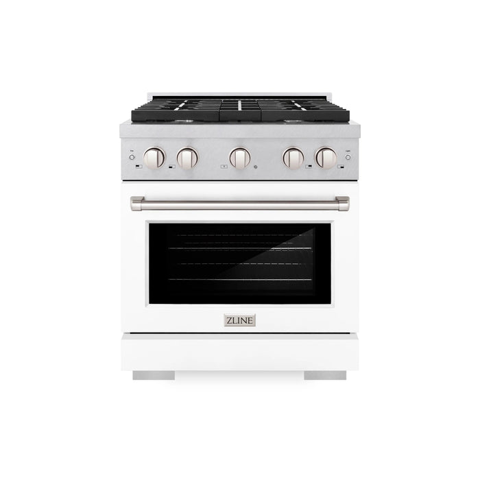 ZLINE 30"Paramount Dual Fuel Range DuraSnow® White Matte SDRS-WM-30