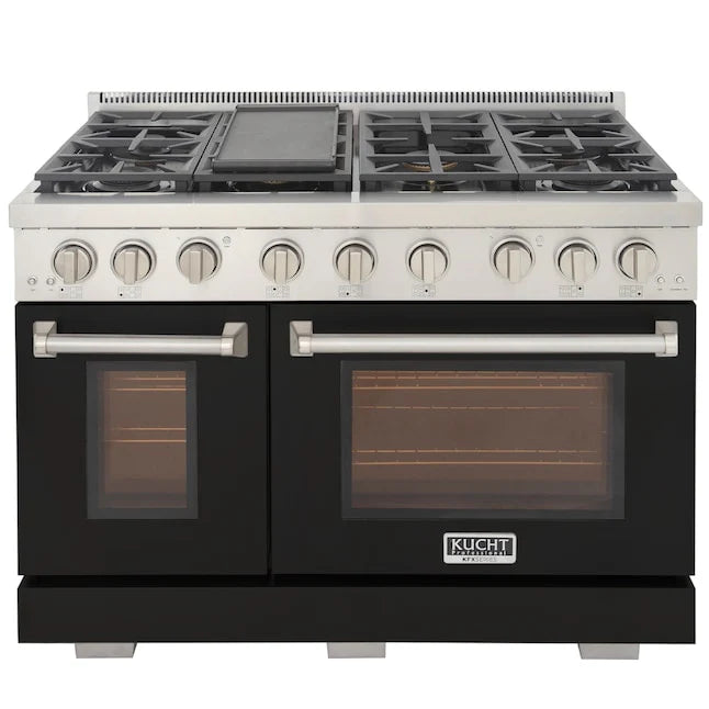 Kucht 48" Professional Gas Range, 7 Burners, Grill/Griddle, KFX480-BK