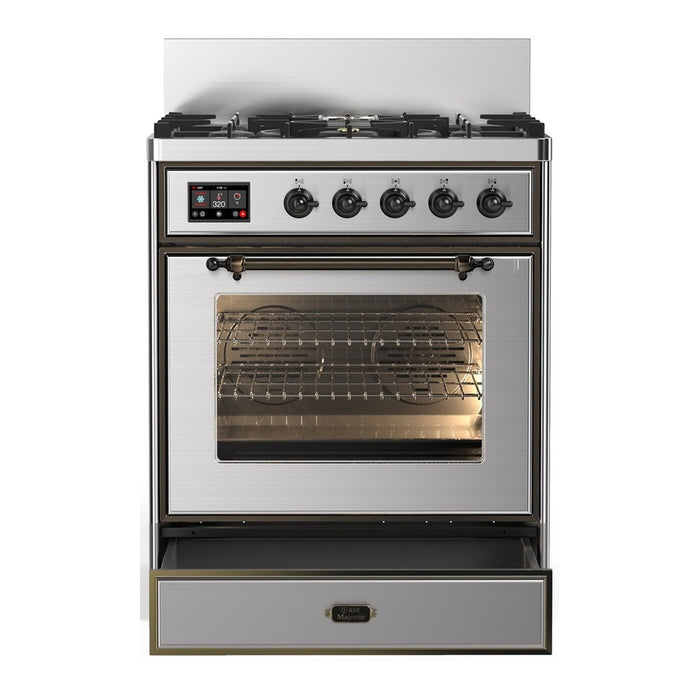 ILVE Majestic III 30" Dual Fuel Range Stainless Steel Burnished Trim UM30NR3SSB