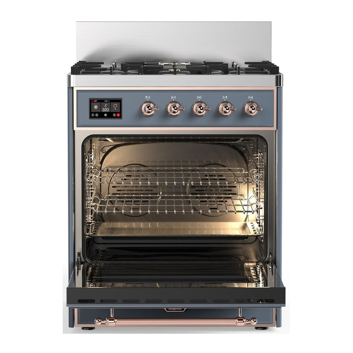 ILVE Majestic III 30" Dual Fuel Range Blue Grey, Copper Trim UM30NR3BGP
