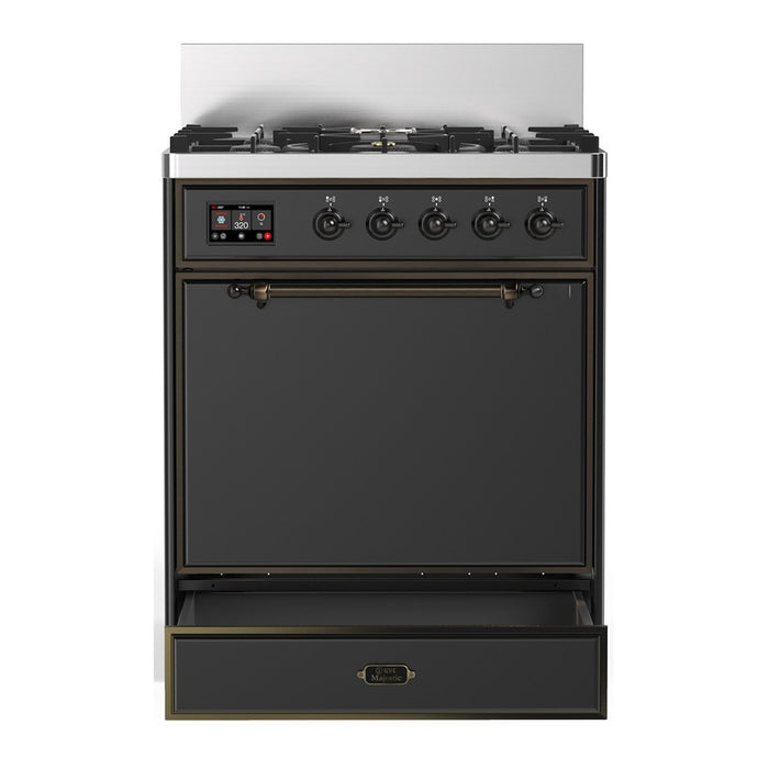 ILVE Majestic III 30" Dual Fuel Range, Matte Graphite Burnished Trim UM30QNR3MGB