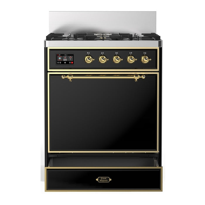 ILVE Majestic III 30" Dual Fuel Range, Glossy Black Copper Trim UM30QNR3BKP